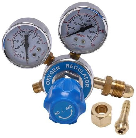 GSJNHY Sauerstoff-Gasflaschenregler, O2-Reduzierdruck-Inhalator, Doppelmessgerät, Sauerstofftank-Regler