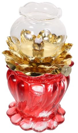TiStm Lámpara de mantequilla de loto, lámpara de aceite, chimenea, lámpara de cristal, quemador, lámpara de aceite Retro, lámpara de aceite de citronela, combustible de queroseno Lámpara