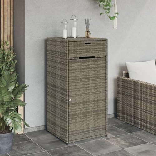 Homgoday Gartenschrank Grau 55x55x111 cm Poly Rattan Gartenmöbel Model365561