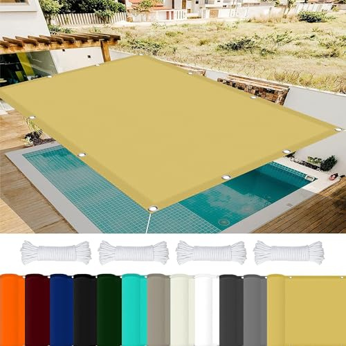 Toile Imperméable Balcon Jardin 3 x 6 m 98% UV Protection,Polyester, Clôture Protection avec Oeillets avec Cordons pour Pergola, Fleurs, Patio Lawn., Couleur Crème