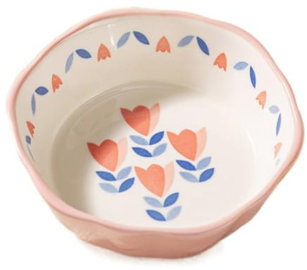 BURLOE Rosa, Crème Brûlée Ciotola Insalatiera, Tortiera Gres per La Cottura Tortiera Casseruola Piccola Casseruola Lavastoviglie Facile da Pulire