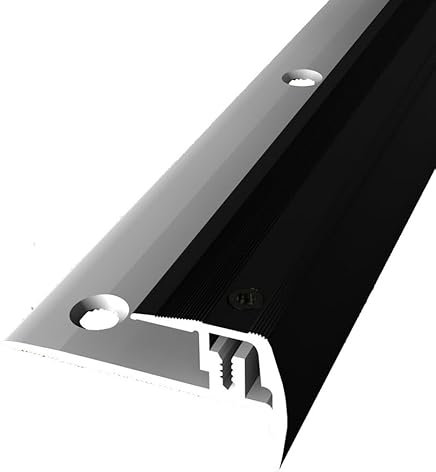 Treppenkantenprofil 27 x 23 x 2700 mm Winkelprofil Aluminium Geriffelt Versenkt Gebohrt Schwarz Einfasshöhe 7-16 mm Küberit