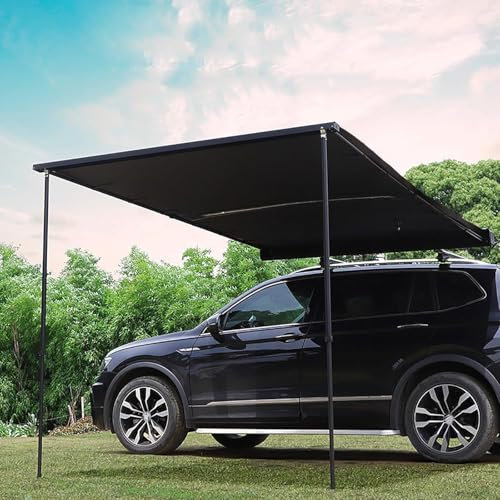 Einziehbare Auto-Seitenmarkise für den Außenbereich, Auto Markise Camping, Ausziehbare Ripstop-Fahrzeugmarkise für Überlandcamping, PU5000 mm, Wetterfest und UV-beständig, für SUV/LKW/Van(200*300cm)