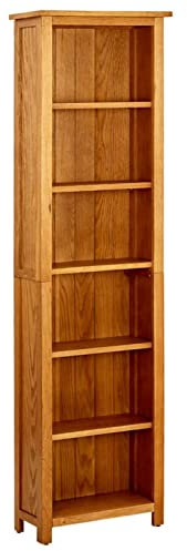 Sufrk Bücherregal 6 Fächer 52x22x180 cm BüCherregal Regal Bookshelf Bucherragel BüCher Regal Massivholz Eiche