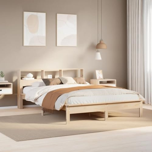 Somanki Massivholzbett ohne Matratze 160x200 cm Kiefernholz, Bett, Bed Frame, Familienbett, Bettrahmen, Bett Gestell, Bett Rahmengestell, Schlafzimmer Bett - 3309731