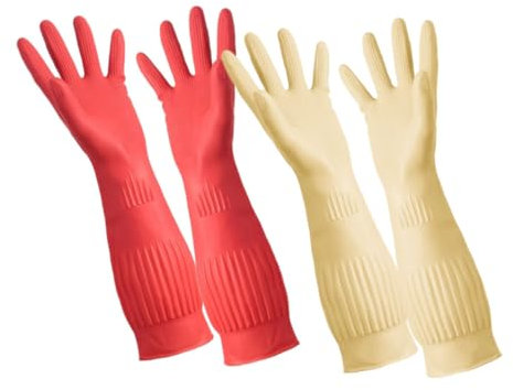 QUMIIRITY 2pairs Non- Household Cleaning Gloves Latex Kitchen Gloves for Dishwashing and Housework Comfortable and Absorbent