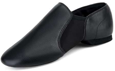 Prcfurdcge Jazz Shoes for Girls Boys PU Leather Unisex Slip-On Little Kid Dance Shoes Black Big Kid 6.5M