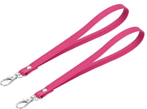 QUARKZMAN 2 Pcs Dragonne de Poignet, Dragonne en Cuir Pu pour Téléphone Clés Portefeuille Sac à Main, Rouge Rose