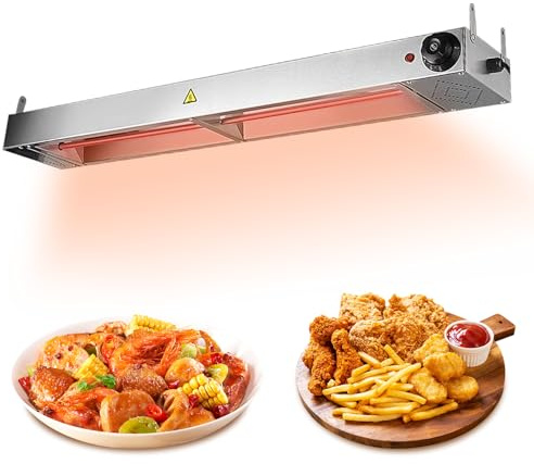YAOYAOO Lampade Riscaldanti Cucina, Commerciale Lampada Infrarossi Riscaldante per Alimenti, Acciaio Inossidabile Lampada Scaldavivande Buffet, Température Réglable 30-85 ℃ (60cm)