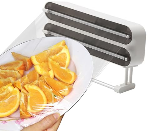 3 in 1 Derouleur Film Alimentaire avec Porte Sopalin Cuisine,Magnétique Distributeur Papier Aluminium et Film,avec Porte-Serviettes en Papier et Coupe-Papier