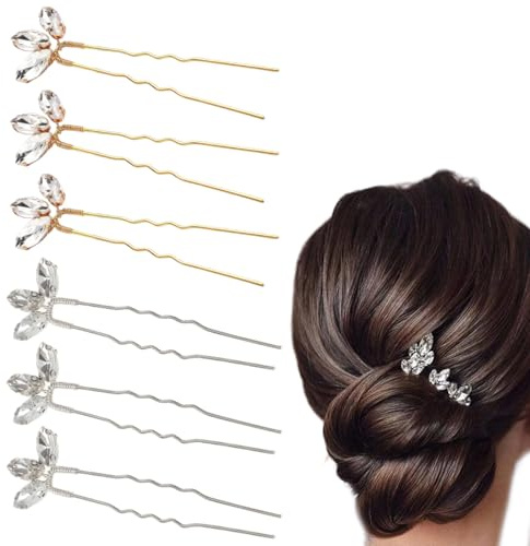 6 Pièces Épingle à Cheveux de Marriage Pinces à Cheveux Strass Accessoires de Cheveux en Cristal de Fleur, Epingles à Cheveux avec Strass