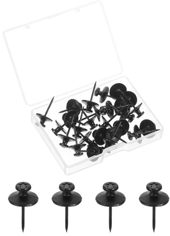 QUARKZMAN 20 Piezas Clavos de Colgar con Doble Cabeza Clavos de Empuje | de Aleación de Zinc, Chinchetas Negras, para Colgar Cuadros con Doble Cabeza