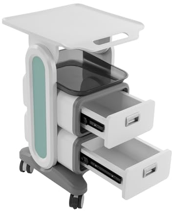 Czyurachel Medizinischer Wagen mit Schubladen, Kosmetikwagen, Medizinisch mit 4 Universelle Geräuscharme Räder, Medizinisch-dentaler Laborwagen, Gerätewagen mit Ablagefach