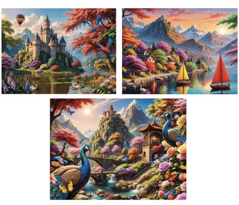 Bits and Pieces - Value Set of 3-300 Piece Jigsaw Puzzles for Adults with Large Pieces, Bulk Puzzles with Majestic Landscapes - Puzzle Packs for Adults, Puzzles Bulk Bundle - Puzzle Size: 18 x 24
