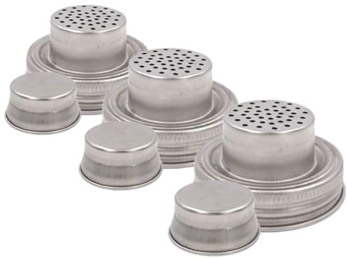 Alipis 3pcs Stainless Steel Jar Shaker Lid Silicone Seal for Seasonings Salt Pepper for Mason Jar Cocktail Shaker Lids