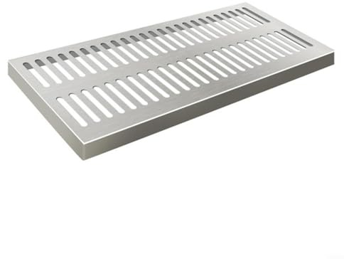 HOHOVYVY Bodenablauf Aussen,Edelstahl Bodenablauf Rechteckig Anti-Rutsch Doppelschlitz Design Für Garten Terrasse Pool(200 * 400 * 20 * 2mm)