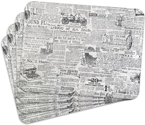 MG Design Set aus 4 Kork-Platzsets – Old Paper – 30 x 40 cm – hitzebeständig & abwischbar, mit Korkrückseite
