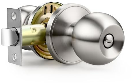 Lepushom 1 Pack Bathroom Door Knob, Door Knobs Interior Without Keys, Brushed Nickel Door Knobs for Bedroom and Office, Privacy Function, Modern and Sturdy Finish