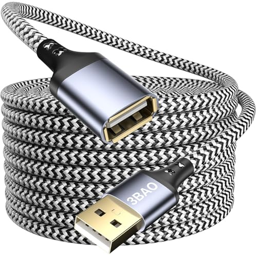 3BAO USB Extension Cable 6M, USB2.0 A Male to A Female Cable USB Extension Lead High Speed Data Transfer Compatible for Printer, Scanner, Camera, Keyboard, Card Reader, Hard Drive,Disk