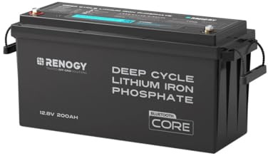 Renogy LiFePO4 Mini batería de litio de 12 V 200 Ah, con Bluetooth 200ABMS protección completa sobre 5000 descargas profundas, batería solar de 12 V, perfecta para caravanas marinas, no conectadas a