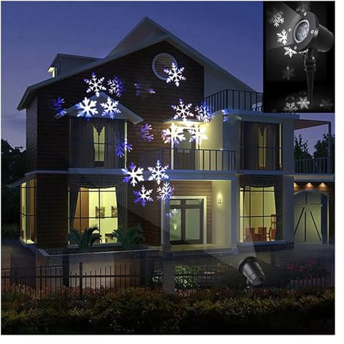 NGBFF Christmas Projector, Solar Christmas Snowflake Disco Light IP65 Outdoor Moving Snowfall Projector Lamp For New Year Party Wedding Decor(Bianco)