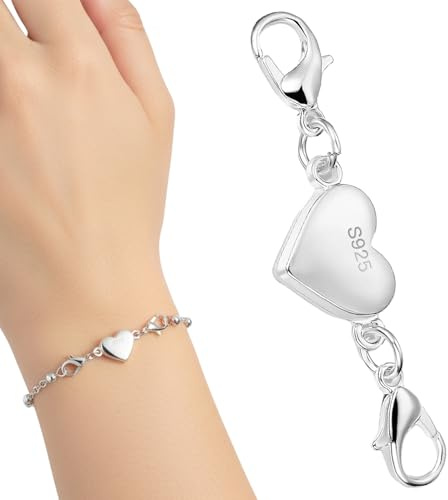 925 Sterling Silver Heart Lobster Clasps, Necklace Extender