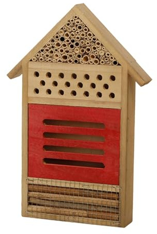 Sharplace Bienenhaus aus, Bienenstock, Hängendes Zuhause, Hotel, Brutkasten, Nistkasten, Schmetterlingshaus für Garten, Terrasse oder Hinterhof, Rot, 19.5 X 4 X 29.5 cm
