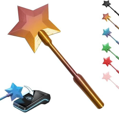 Sinlay Kartenetui Zauberstab, Kreditkartenetui Magic Wand Card Holder, 3D Gedruckter Kreativ Kartenhalter für Kreditkarte, Lustig Kontaktlos Bezahlen Tap to Pay, Feenstab Kartenhalter (Stern Gold)