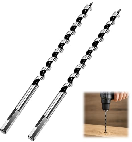 2 PCS 8mm Long Wood Drill Bit Set Hex Shank Extra Auger Drill Bits,Fast Chip Removal Woodworking Tool for Softwood Hardwood MDF Plastic DIY Carpentry