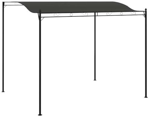 Roanoer Pavillon 3x2,4 m Anthrazit Schwarz, Pultdach Gartenzelt mit robustem Stahlrahmen und Polyester-Dach, Anstellpavillon Grillpavillon für Garten, Terrasse und Camping