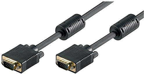 Goobay 68141 VGA auf VGA Kabel 30m / Monitorkabel / Full HD SVGA Bildschirmkabel / VGA Stecker 15 polig vergoldet / 2x Ferritkern Monitor Kabel / Schwarz / 30m
