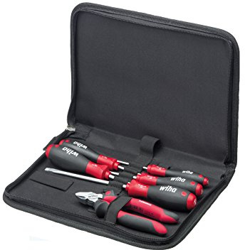 Wiha Juego de herramientas para mecánicos con destornilladores, alicates de corte diagonal, de 7 unid., incl. funda para herramientas (33971)