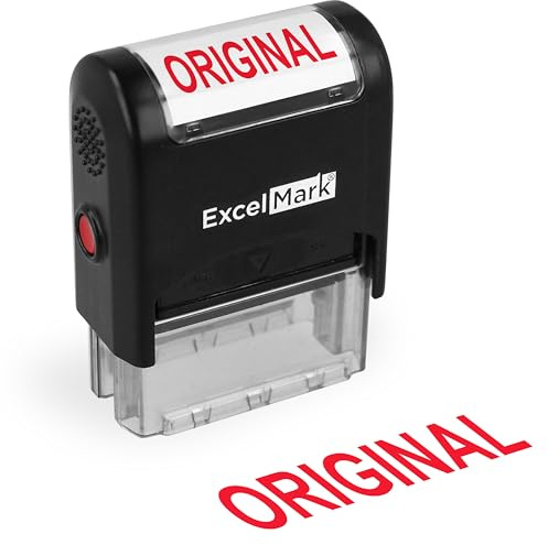 ExcelMark Original Stamp Self-Inking Rubber Stamp - Red Ink for Office Use, Ideal for Efficient Document Management with Original Stamps, Perfect for Professional Settings