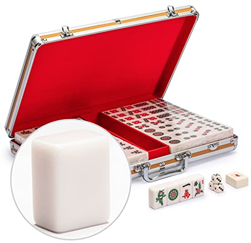 Yellow Mountain Imports Chinese Mahjong Game Set, Champion Size - with 146 Large Tiles and Aluminum Case, 3 Dice and a Wind Indicator - for The Chinese Way of Playing