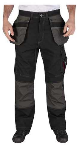Lee Cooper Workwear LCPNT224 Herren Contrast Multi & Holster Pocket Kniepolster Arbeitssicherheit Cargohose Hose, Schwarz, 30W / 31L