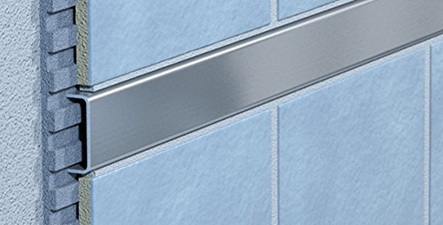 Kakelprofil – kakelplattor – skenor av rostfritt stål – kakel bordsur – längd 100 cm – bredd 20 mm – borstat rostfritt stål (B-15)