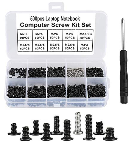 FandWay 500Pcs M2 M2.5 M3 Laptop Notebook Computer Screws Kit,Phillips Flat Head Screws, Electronic Repair Screws For IBM HP Dell Samsung Sony Toshiba Gateway Acer Lenovo Etc.