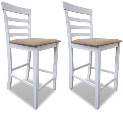 Tidyard 2 x Holz Barstuhl Bistrostuhl mit Lehne und Fußstützen, für zu Hause, Büro, Bars und Cafés, 41 x 49 x 96 cm (B x T x H), Weiß/Braun(Optional)