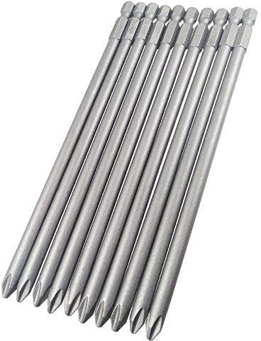 Wolfride 10pcs PH2 Long Magnetic Phillips Driver Bits 1/4 Inch Hex Shank Phillips Head Drill Bit Set Cross head screwdriver bits |5.9 Inch Length