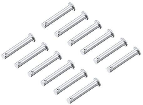 sourcing map 12 Stück Steckbolzen Einloch Gabelkopf Gabelbolzen Flachkopf, 5mm X 35mm Splintstift Verzinkung Massiver Stahl Lochbolzen