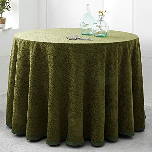Lanovenanube Ropa o Falda Camilla, Enaguilla Redonda de Tejido Chenilla, Medida 110 cm diámetro, Color Verde Botella. Mantiene el Calor. Aspecto Aterciopelado y Tacto Muy Suave.