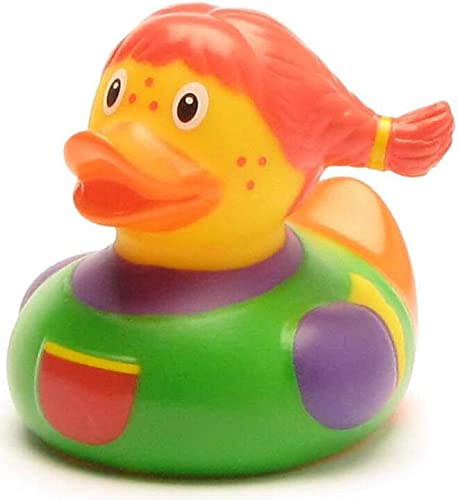 Duckshop I Badeente Lotti I Quietscheente I L: 8,5 cm I Quietscheentchen I Geschenk für Astrid-Lindgren-Fans I Präsent Sammler