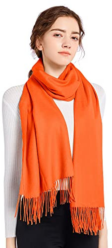 ELF KUCKUCK Schal Damen Winter Baumwolle Winterschal Pashmina, Geschenke für Frauen Freundin Mama, Orange