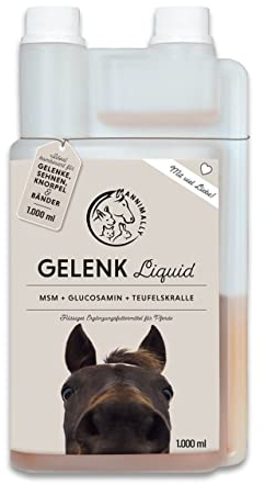 Annimally Gelenk Liquid für Pferde 1000ml mit Teufelskralle, Glucosamin und MSM (Schwefel) flüssig - Für die Stärkung der Gelenke beim Pferd - Alternative zu Pulver
