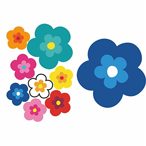tradercat pril Blumen Sticker I autoaufkleber Blumen 9 Stück als Set I Retro Aufkleber für Jede Glatte Oberfläche, ideal für Ihr Auto I prilblumen Aufkleber (Blau)