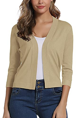 Elegante 3/4 Manga Sólido Cárdigan para Mujer