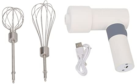 BigKing Hand Mixer, Electric Hand Mixer, Electric Handheld Whisk Warm White Cordless Rechargeable 2000mAh Battery Stainless Steel Hand Mixer for Household