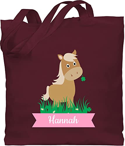Baumwolltasche - Pferde - Süßes Pferd mit Name - Unisize - Bordeauxrot - horse taschen pferden tasche pferdetaschen mädchen pferdemotiv stofftasche pferdetasche pferdeliebhaber stoffbeutel