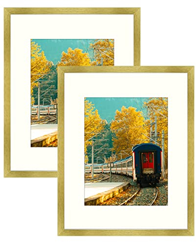 Golden State Art, Bilderrahmen mit Passepartout für 28,9 x 35,6 cm, hochauflösende Glaswandmontage, horizontal, vertikal, goldfarben, 2 Stück