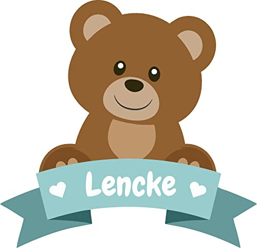 Skins4u Wandsticker Türaufkleber personalisiert Wunschnamen Kinderzimmer Tiere Afrika niedlich optional mit Sternen (Teddy mit Wunschnamen)